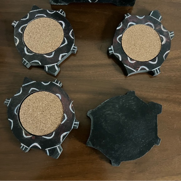 Hawaiian Sea Turtles Honu Wooden Coasters Set of Four w Etching Cork Read Notes - Picture 5 of 6